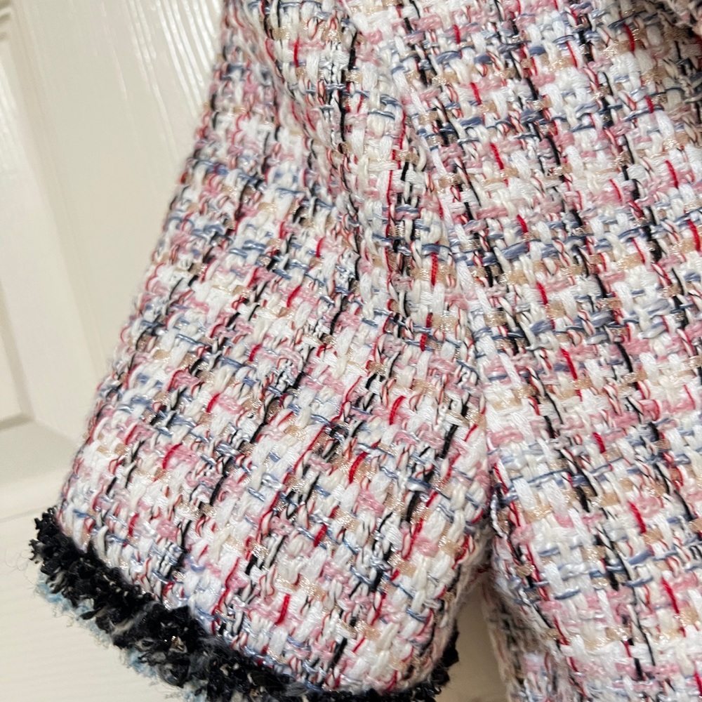 women Sz medium Enchanted Tweed mini Shirtdress quite luxury old money pockets - Picture 8 of 16